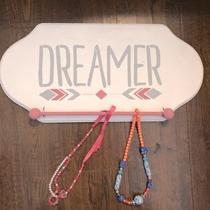 Wall hanging headband and necklace holder